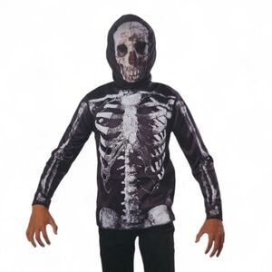 Childs M(8-10) Skeleton Shirt & Mask Halloween Costume